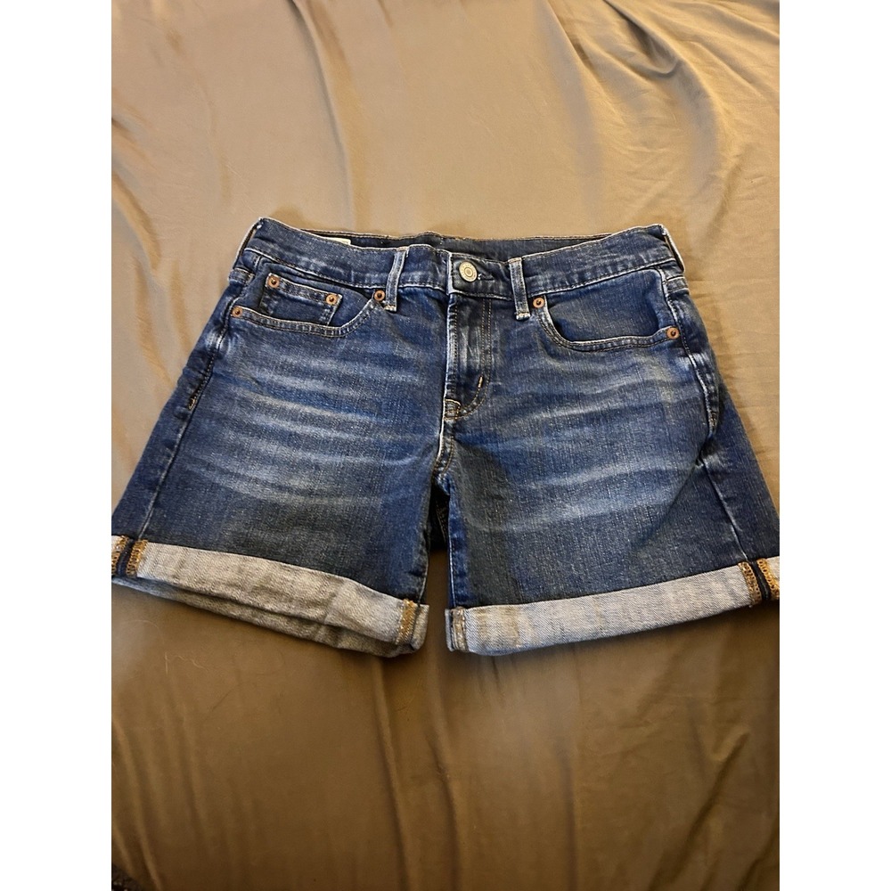 GAP Denim Shorts‎ Womens 24 Mid Rise 5" Inseam Cuffed Blue Jean Shorts